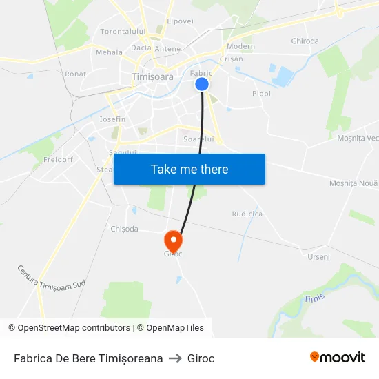 Fabrica De Bere Timișoreana to Giroc map