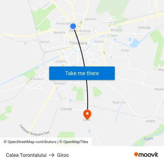 Calea Torontalului to Giroc map