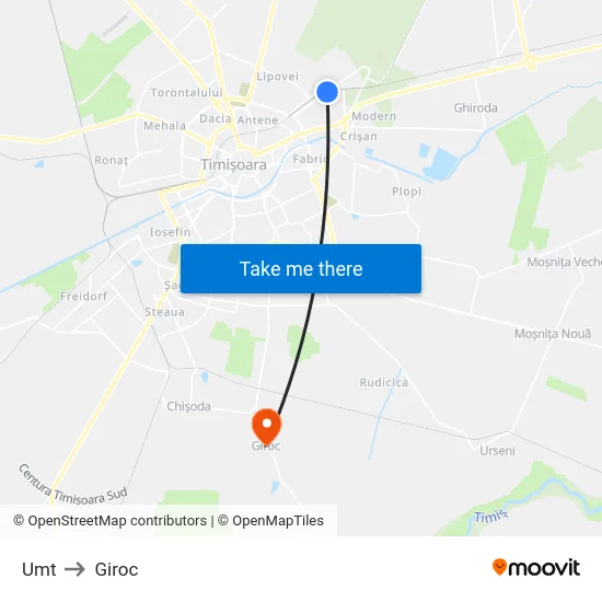 U.M.T. to Giroc map