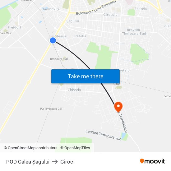 POD Calea Șagului to Giroc map