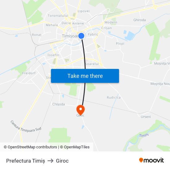 Prefectura Timiș to Giroc map
