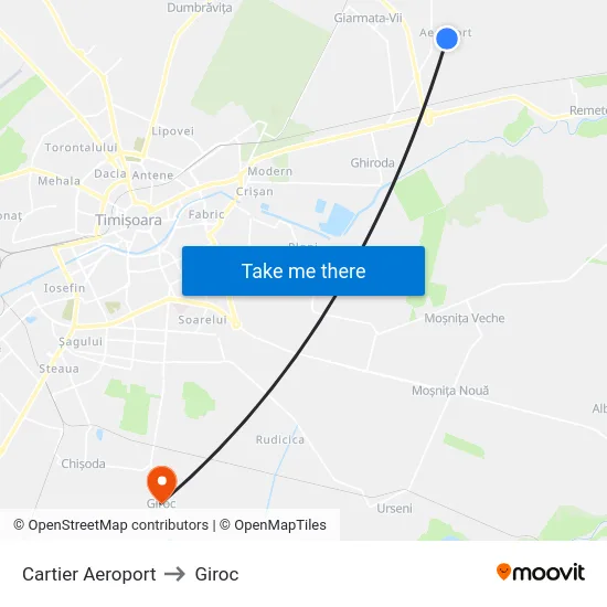 Cartier Aeroport to Giroc map