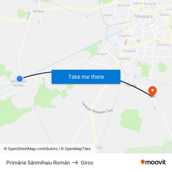 Primărie Sânmihaiu Român to Giroc map