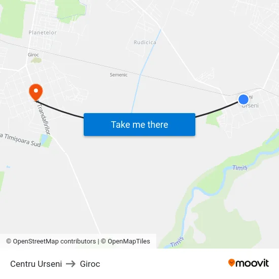 Urseni | Centru to Giroc map