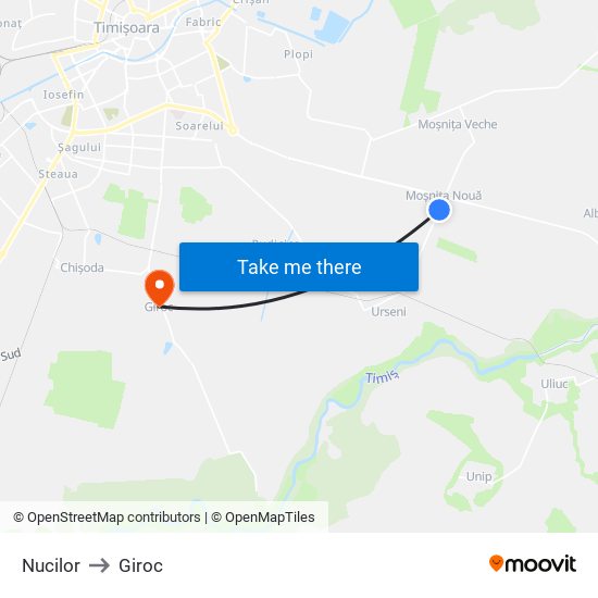 Nucilor to Giroc map
