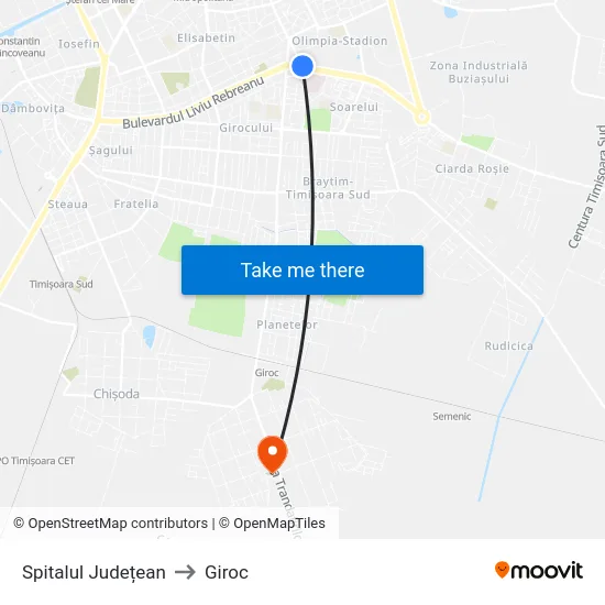 Spitalul Județean to Giroc map