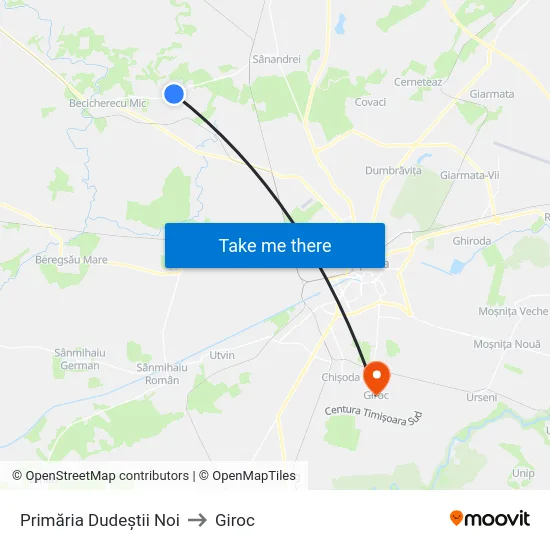 Primăria Dudeștii Noi to Giroc map