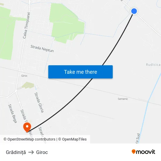 Grădiniță to Giroc map