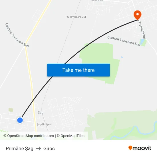 Primărie Șag to Giroc map