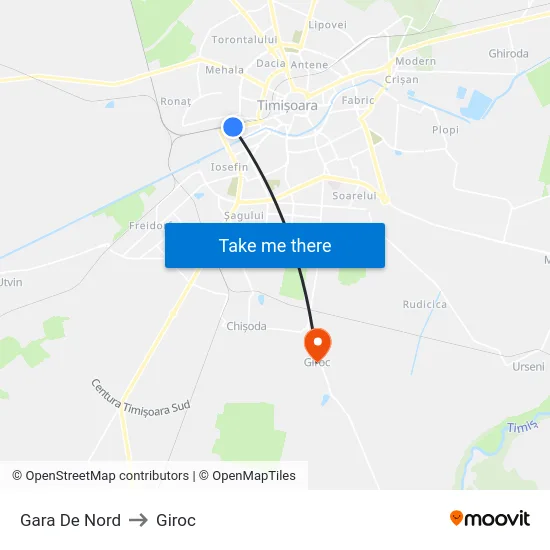 Gara De Nord to Giroc map
