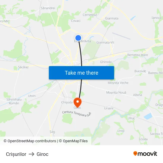 Crișurilor to Giroc map