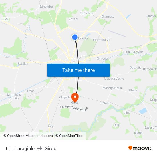 I. L. Caragiale to Giroc map