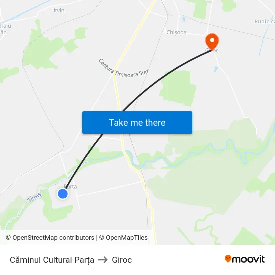 Căminul Cultural Parța to Giroc map