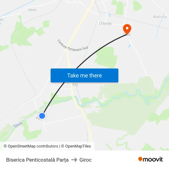 Biserica Penticostală Parța to Giroc map