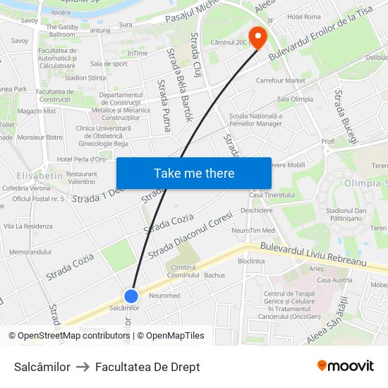 Salcâmilor to Facultatea De Drept map