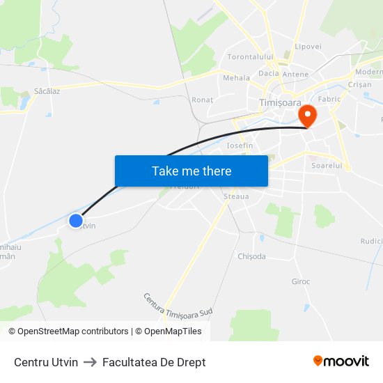 Centru Utvin to Facultatea De Drept map