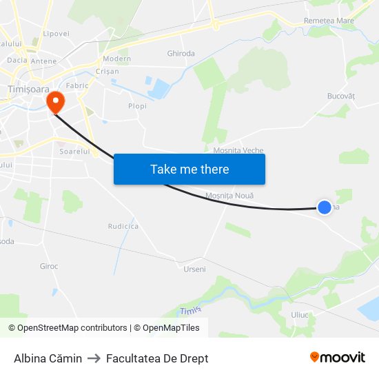 Albina Cămin to Facultatea De Drept map