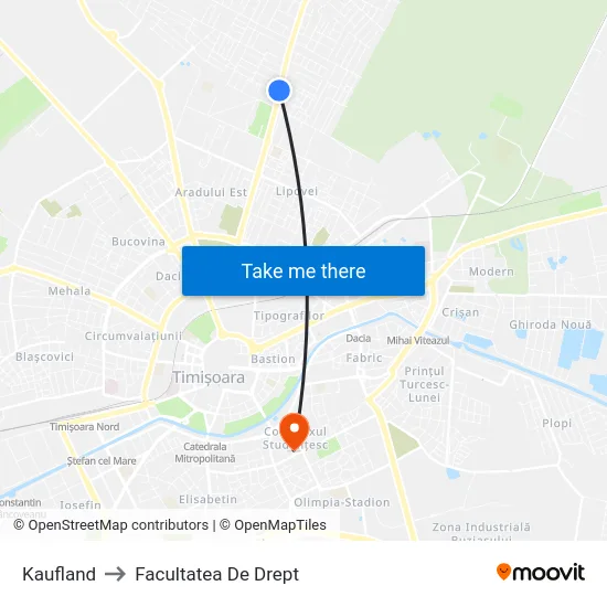 Kaufland to Facultatea De Drept map