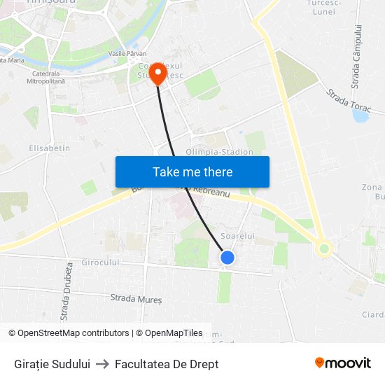 Girație Sudului to Facultatea De Drept map