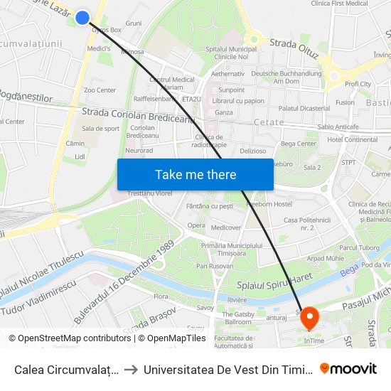 Calea Circumvalațiunii to Universitatea De Vest Din Timișoara map