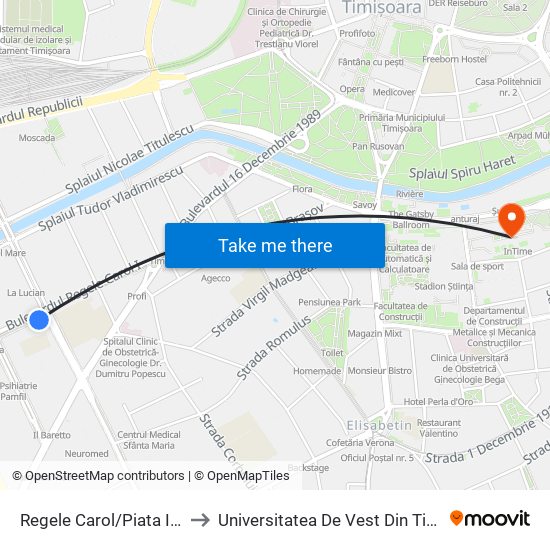 Regele Carol/Piata Iosefin to Universitatea De Vest Din Timișoara map