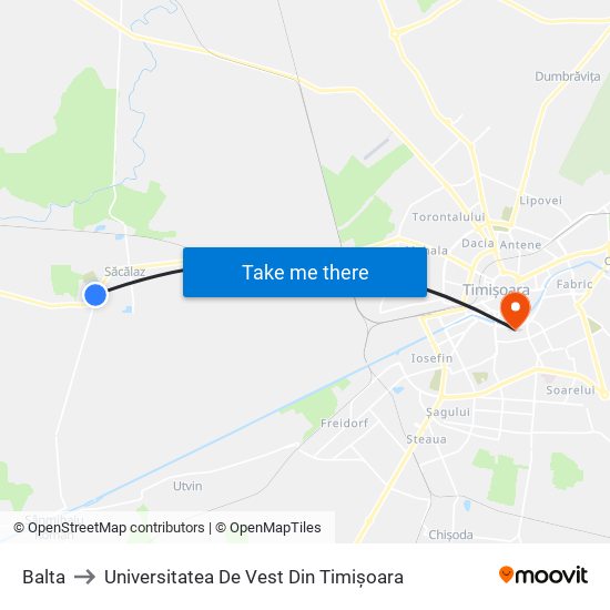 Balta to Universitatea De Vest Din Timișoara map