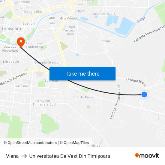 Moșnița Nouă | Viena to Universitatea De Vest Din Timișoara map