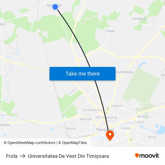 Frola to Universitatea De Vest Din Timișoara map