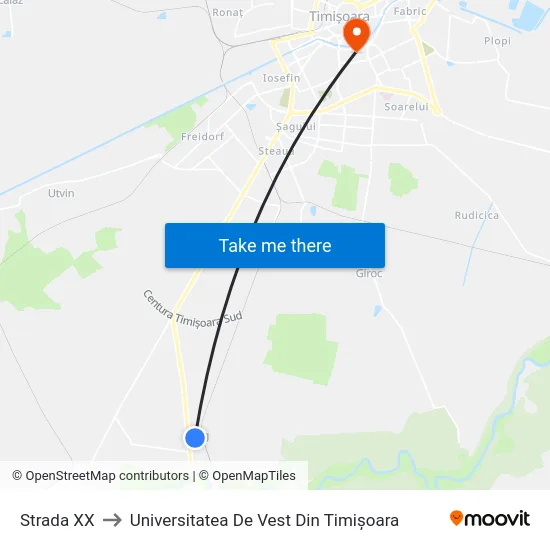 Strada XX to Universitatea De Vest Din Timișoara map