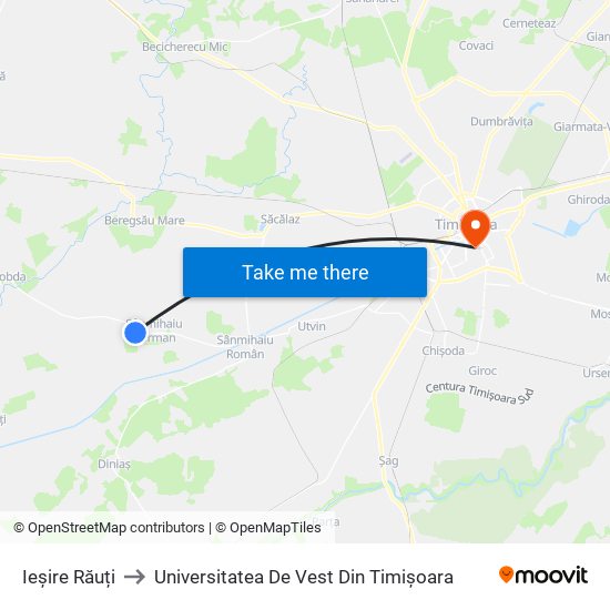 Ieșire Răuți to Universitatea De Vest Din Timișoara map