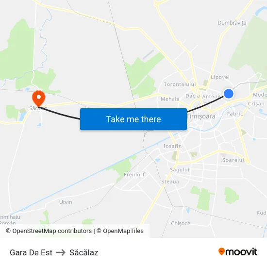 Gara De Est to Săcălaz map