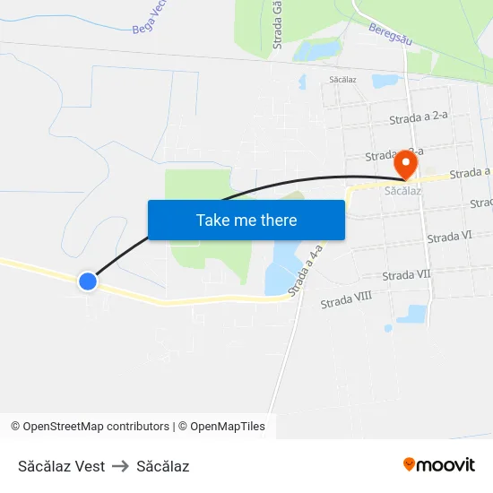 Săcălaz Vest to Săcălaz map