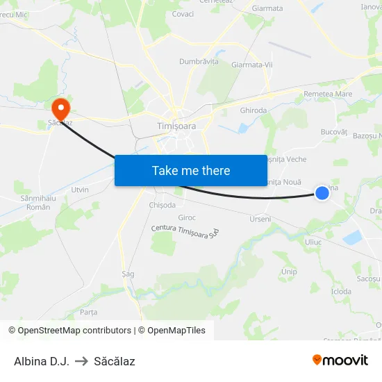Albina | Dj592 to Săcălaz map