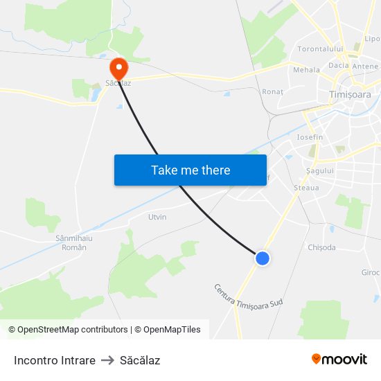 Incontro Intrare to Săcălaz map