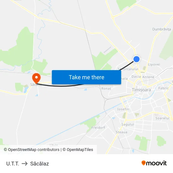 U.T.T. to Săcălaz map
