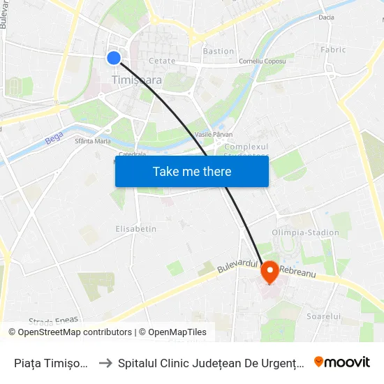 Piața Timișoara 700 to Spitalul Clinic Județean De Urgență Pius Brînzeu map