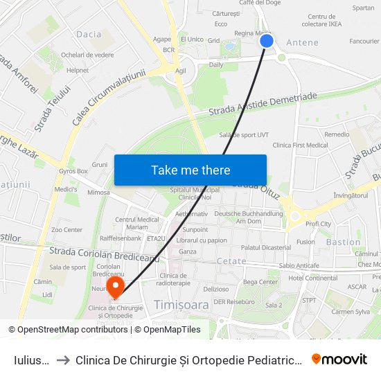 Iulius Mall to Clinica De Chirurgie Și Ortopedie Pediatrică Dr. Trestianu Viorel map