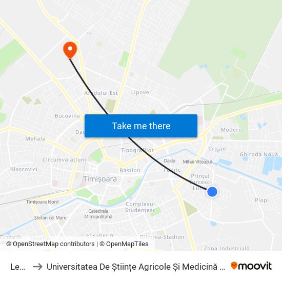 Levănțica to Universitatea De Științe Agricole Și Medicină Veterinară A Banatului Regele Mihai I Al României map