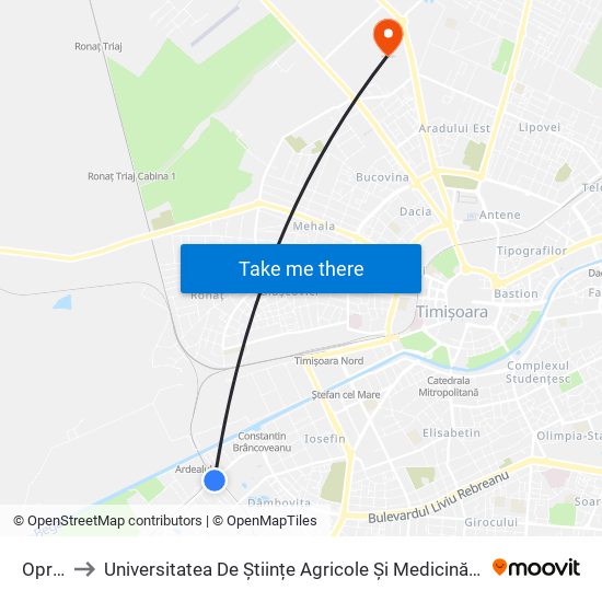 Opre Gogu to Universitatea De Științe Agricole Și Medicină Veterinară A Banatului Regele Mihai I Al României map