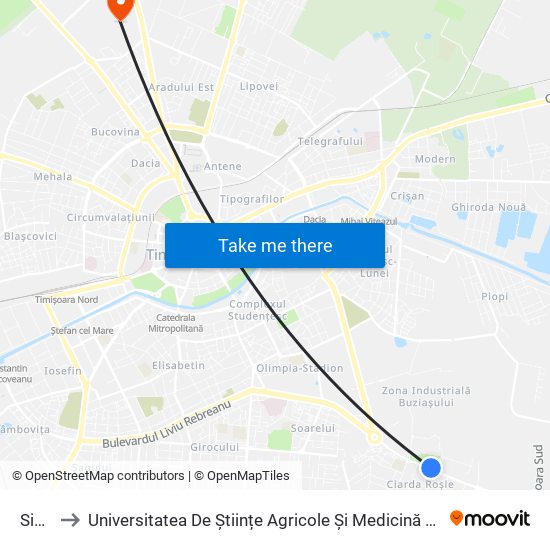 Siemens to Universitatea De Științe Agricole Și Medicină Veterinară A Banatului Regele Mihai I Al României map