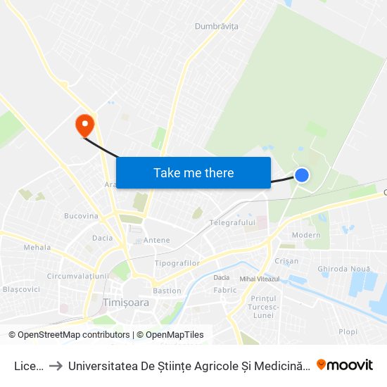 Liceul Silvic to Universitatea De Științe Agricole Și Medicină Veterinară A Banatului Regele Mihai I Al României map