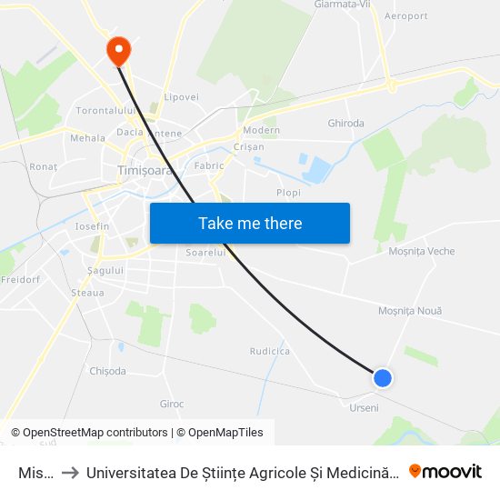 Mistrețului to Universitatea De Științe Agricole Și Medicină Veterinară A Banatului Regele Mihai I Al României map