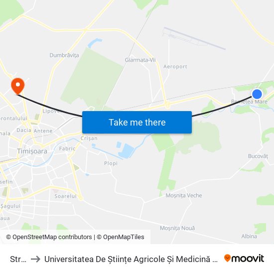 Strada III to Universitatea De Științe Agricole Și Medicină Veterinară A Banatului Regele Mihai I Al României map