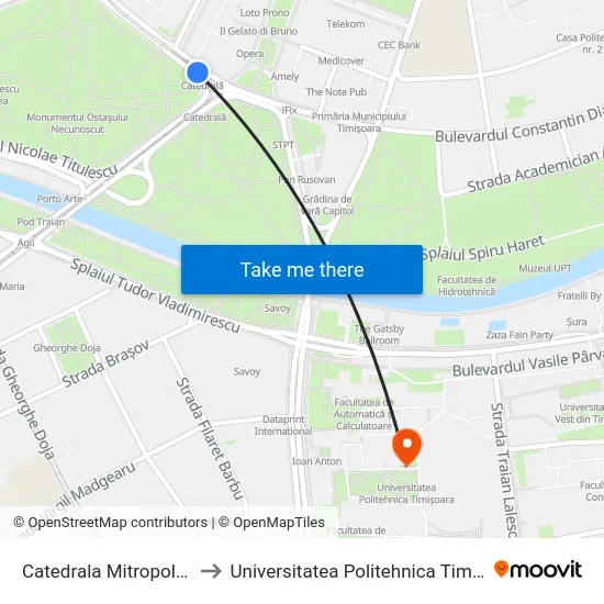 Catedrala Mitropolitană to Universitatea Politehnica Timișoara map