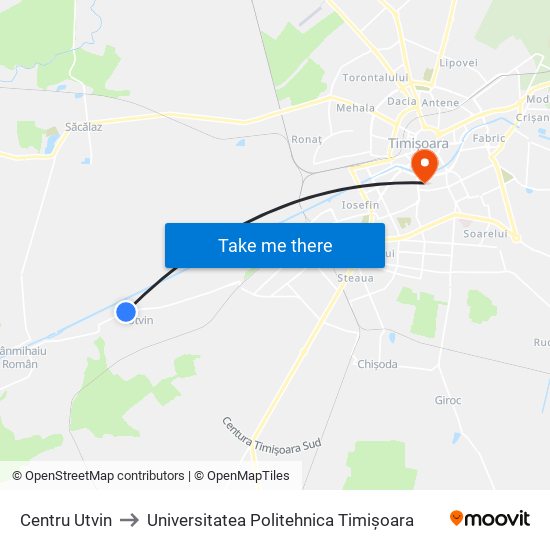 Centru Utvin to Universitatea Politehnica Timișoara map