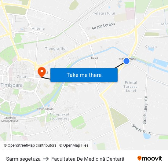 Sarmisegetuza to Facultatea De Medicină Dentară map