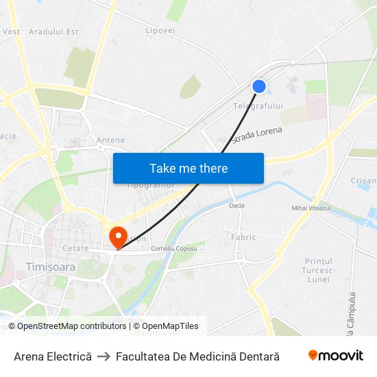 Arena Electrică to Facultatea De Medicină Dentară map