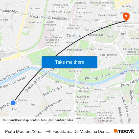 Piața Mocioni/Sinaia to Facultatea De Medicină Dentară map