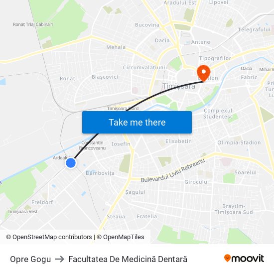 Opre Gogu to Facultatea De Medicină Dentară map