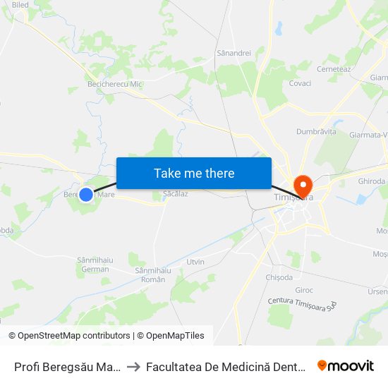 Profi Beregsău Mare to Facultatea De Medicină Dentară map